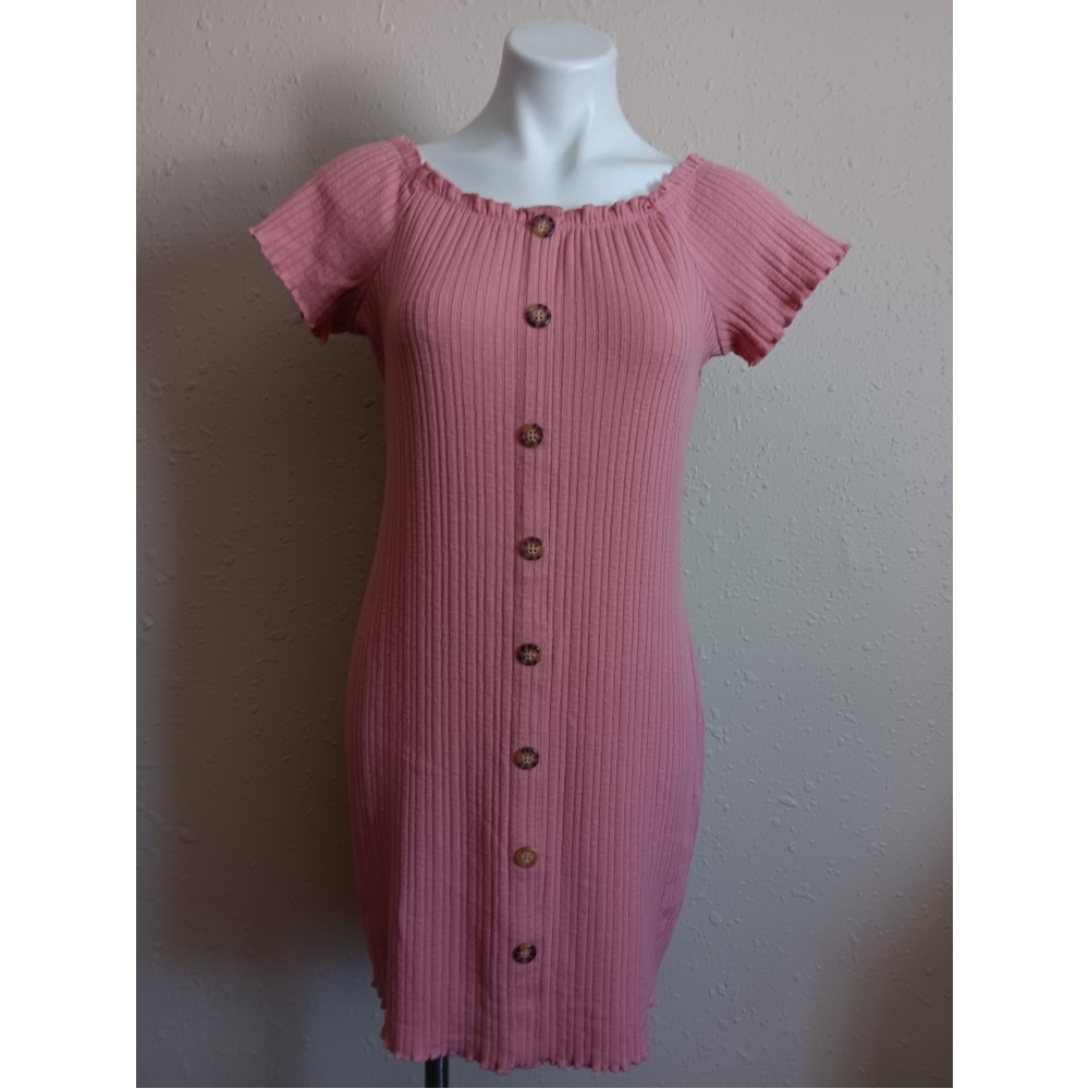 No Boundaries Pink Ribbed Dress